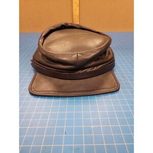 North Star Leather Civil War Style Forage Cap Hat Size L USA Made Black